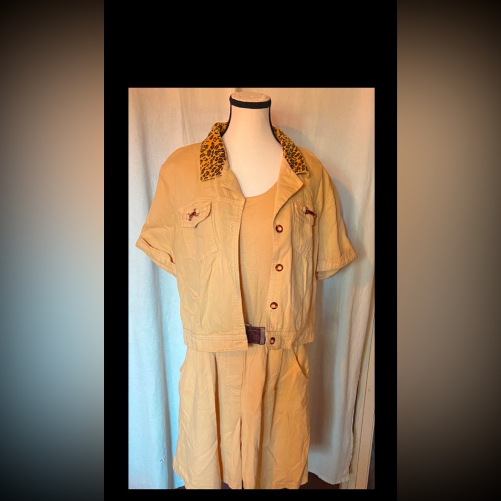 Shorts Romper Safari Look Tan Romper with Matching Jacket Size L